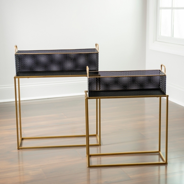 Black and Gold Metal Plant Stands, Set of 2 Kirklands Home