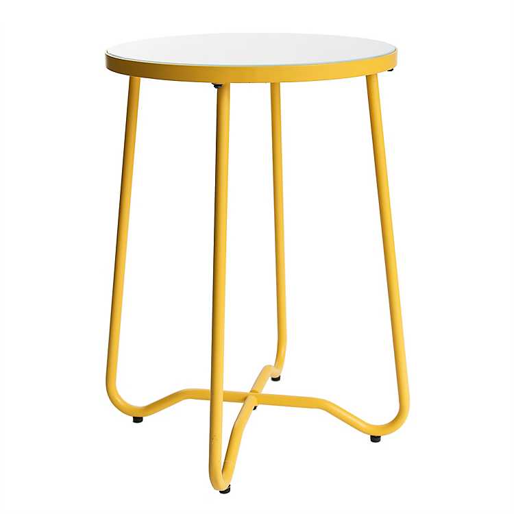 Yellow And White X Leg Outdoor Accent, Yellow Accent Table Outdoor