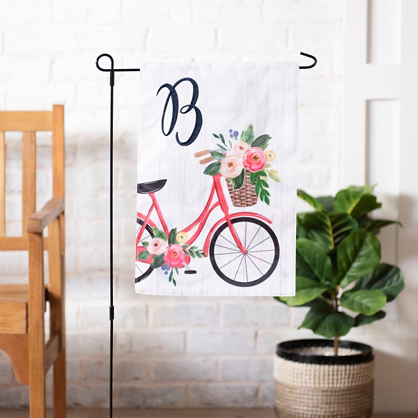 Pink Floral Bike Monogram B Flag Set Kirklands Home