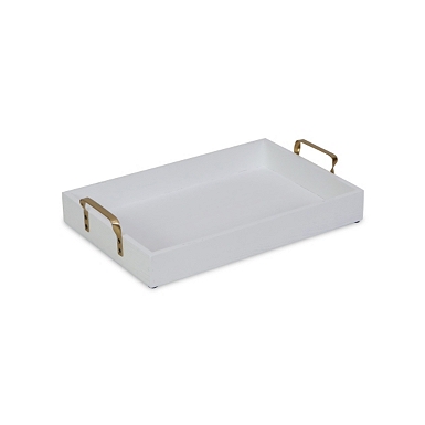 White Marble Tray with Gold Brass Handles