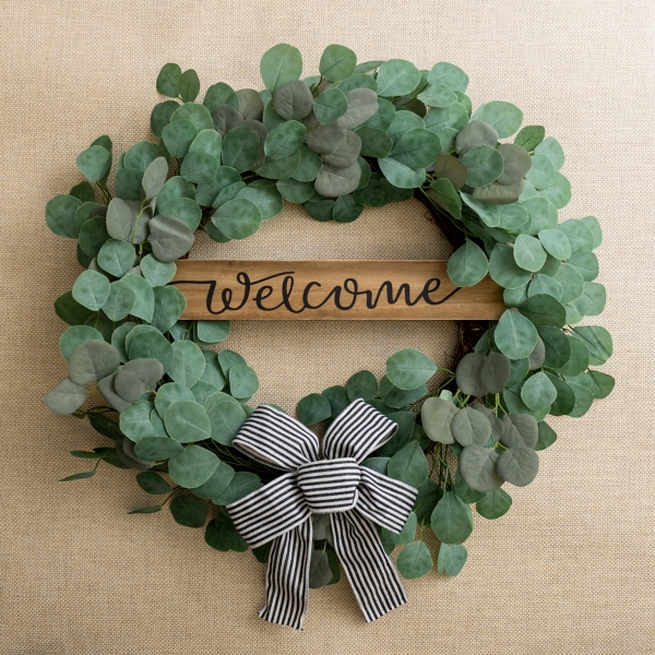Welcome Bow Eucalyptus Wreath, 24 in. | Kirklands Home