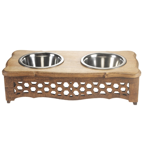 Mango Wood Design Dog Bowl Kirklands Home