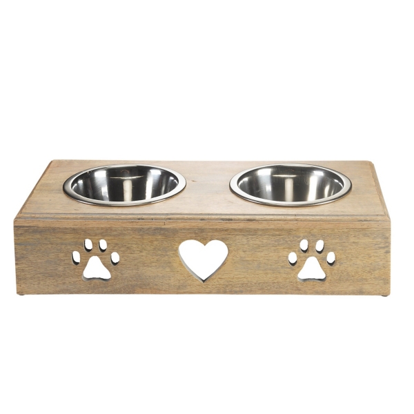 Mango Wood Heart Cutout Dog Bowl Kirklands Home