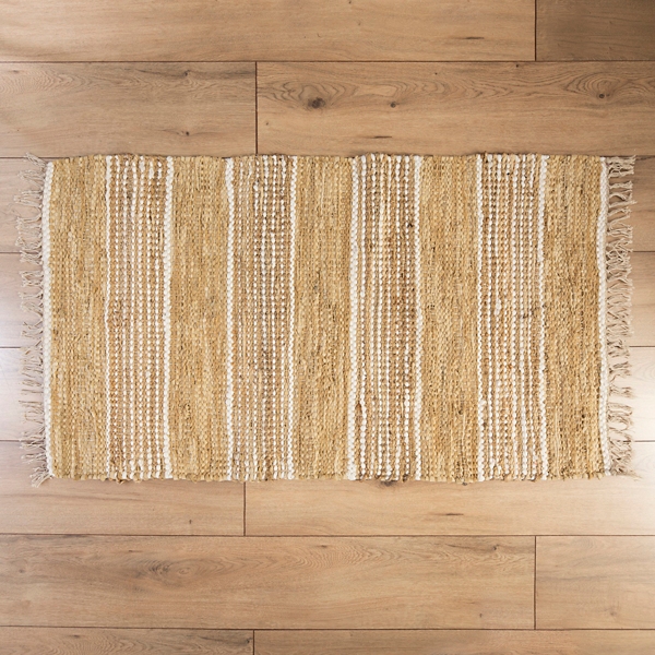Leather and Jute Striped Scatter Rug Kirklands Home
