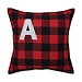 Black and Red Buffalo Plaid Monogram A Pillow