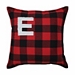Black and Red Buffalo Plaid Monogram E Pillow