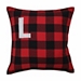 Black and Red Buffalo Plaid Monogram L Pillow