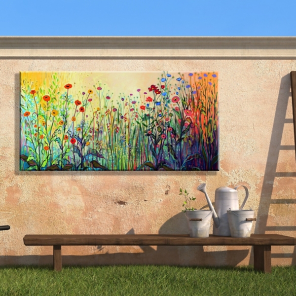 Playful Flower Fields Outdoor Canvas Art Print