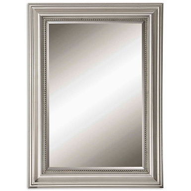 Embossed Frame Wall Mirror, Silver, Small, Glass/Polystyrene | Kirkland's Home