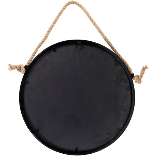 Black Round Framed Mirror with Rope