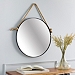 Black Round Framed Mirror with Rope, 24 in.