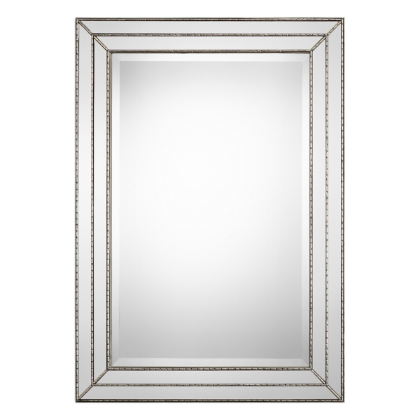 Download Metallic Silver Grooved Texture Wall Mirror