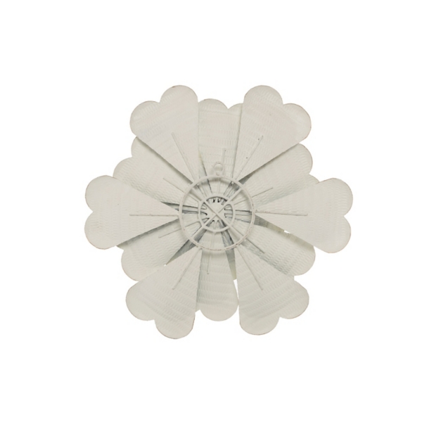 White and Gold Metal Flower Large Wall Plaque