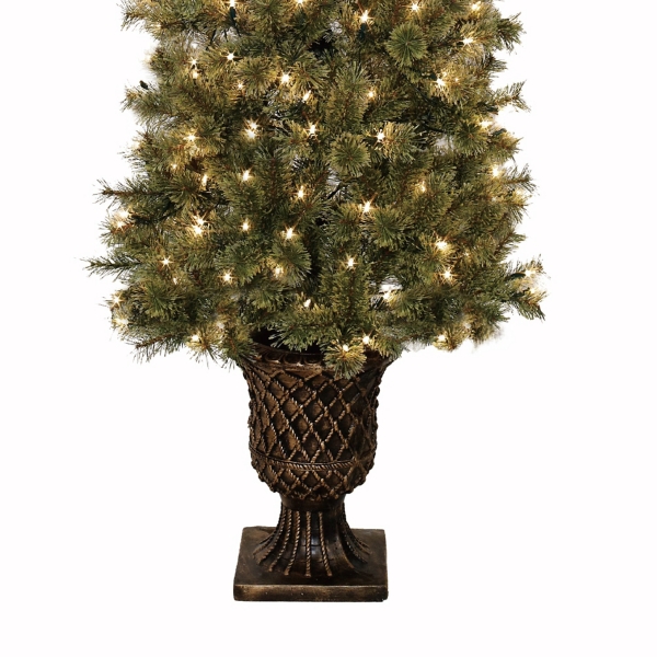 7 ft. Pre-Lit Pine Christmas Tree in Bronze Urn