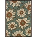 Blue and Ivory Flowers Outdoor Area Rug, 3x5