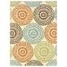 Blue and Orange Circles Outdoor Area Rug, 5x7