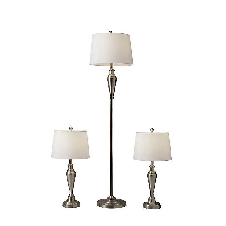 Pc Table And Floor Lamp Set, Floor And Table Lamp Sets Grey