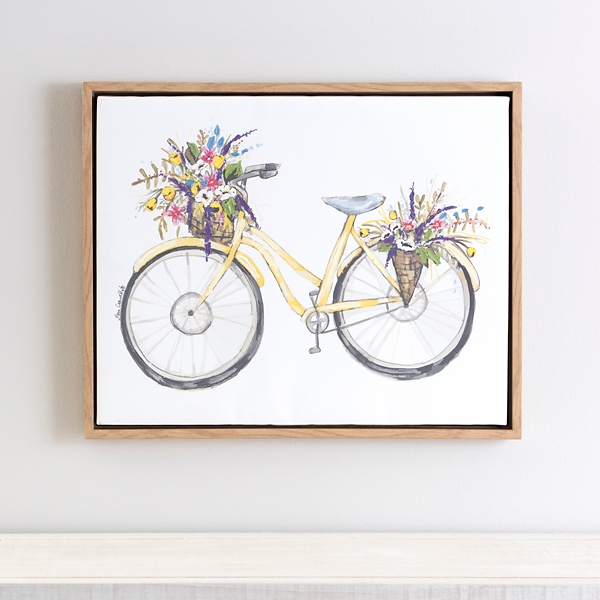 Bike with Flower Basket Framed Canvas Art Print | Kirklands Home