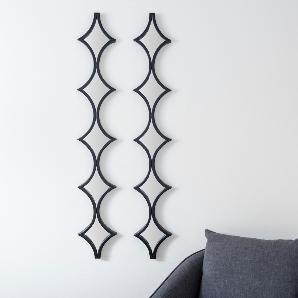 Black Metal Diamond Panel Mirrors, Set of 2 Kirklands Home