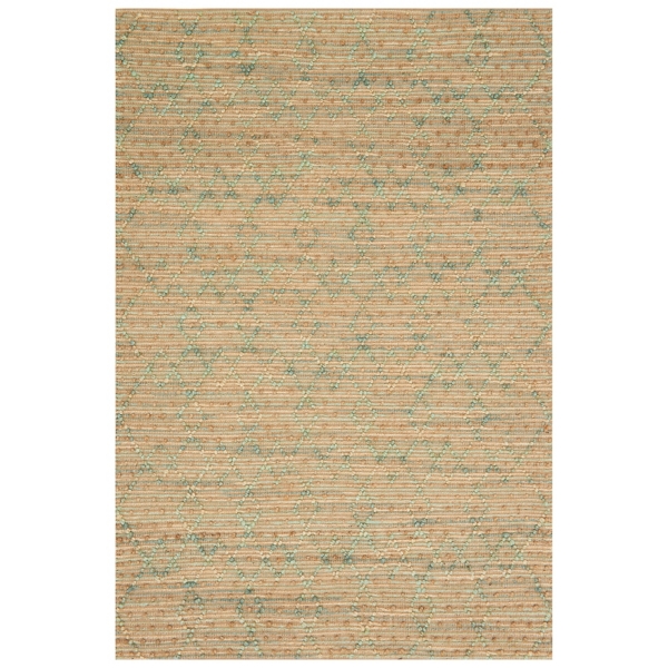 Tan and Teal Hand Woven Jute Area Rug, 7x9 Kirklands Home