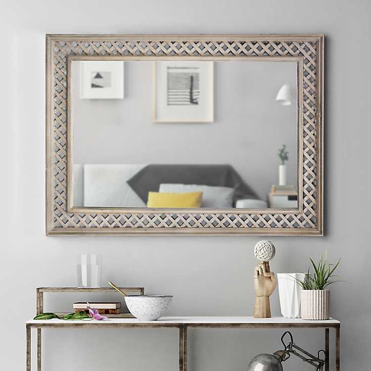 Gray Lattice Framed Mirror Kirklands, Cool Framed Mirrors