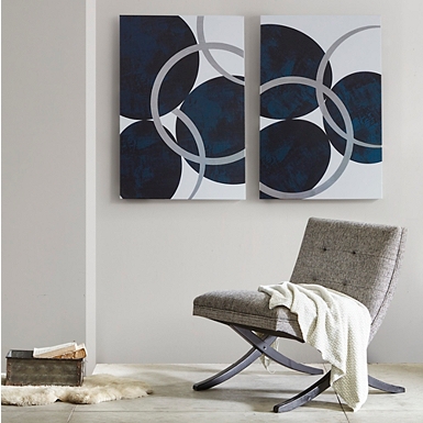 Black Swirl Framed Canvas Art Prints, Set of 2