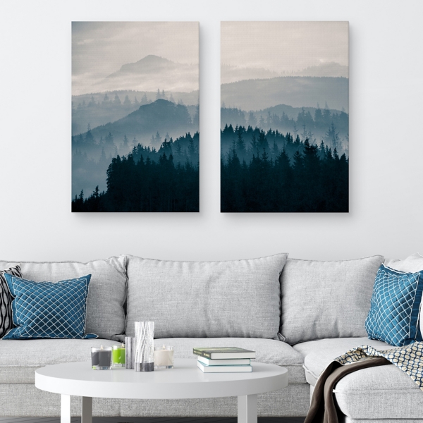 Framed Canvas Wall Paintings - Blue Mountain Landscape - Aesthetic Prints  for Interior Décor, 3 Panel Set - Fry's Food Stores