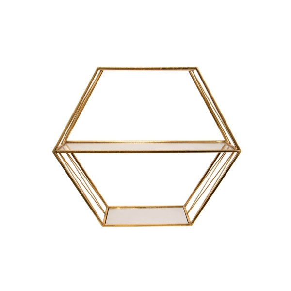 Gold Hexagon Split Mirror Shelf Kirklands Home