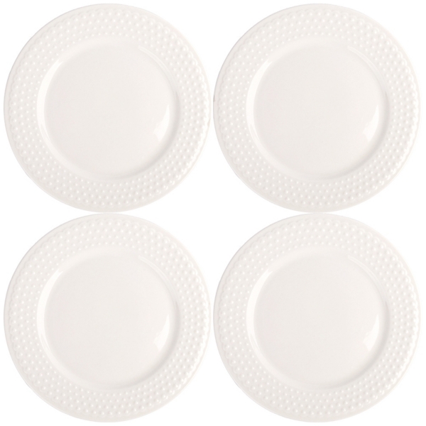 White Ceramic Hobnail Dinner Plates, Set of 4 Kirklands Home