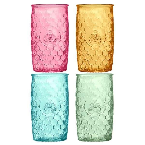 Bee Multicolor Glass Tumbler Glasses, Set of 4 Kirklands Home