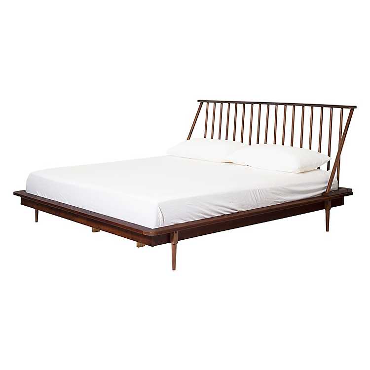 Walnut Mid Century Modern King Bed, Mid Century Modern Wood Bed Frame King