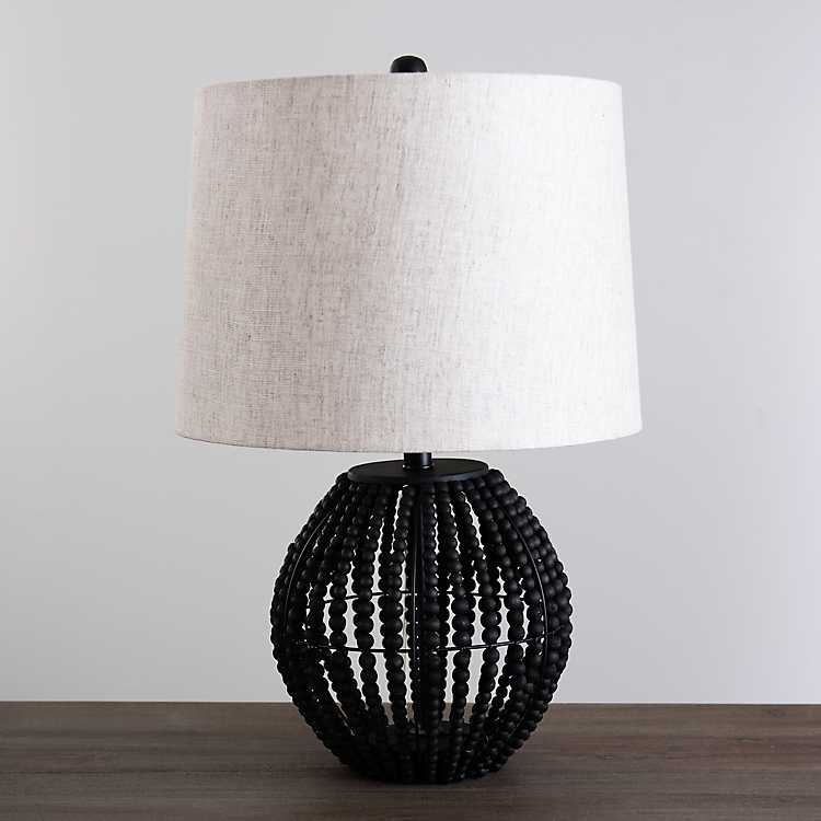 Black Beaded Round Table Lamp, Beaded Table Lamp Base