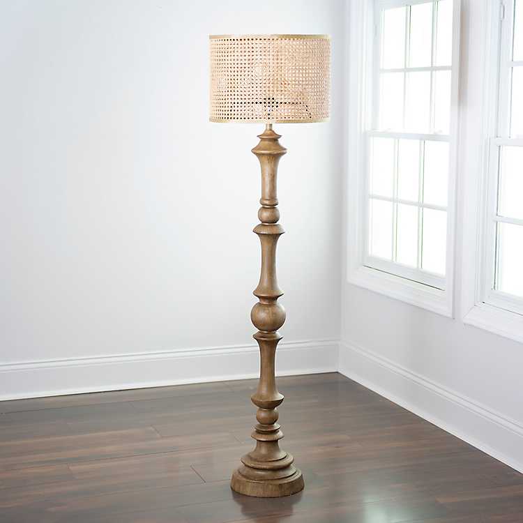 Natural Savannah Floor Lamp With Cane, Eloise 3 Shade Floor Lamp