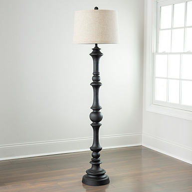 Black Savannah Floor Lamp With Cane, Wooden Floor Lamp Black Shade