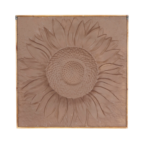 Dark Silver Metal Sunburst Wood Frame Wall Plaque