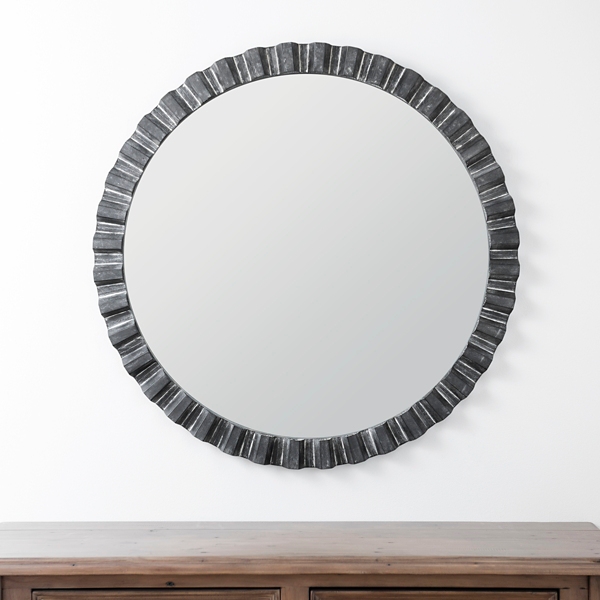 Black Round Metal Wall Mirror 120cm x 120cm - Theo