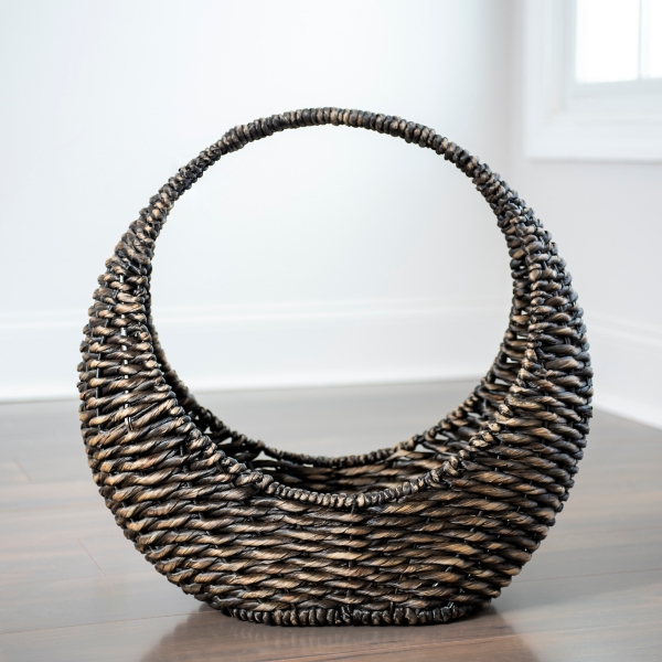 Brown Woven Half Moon Basket