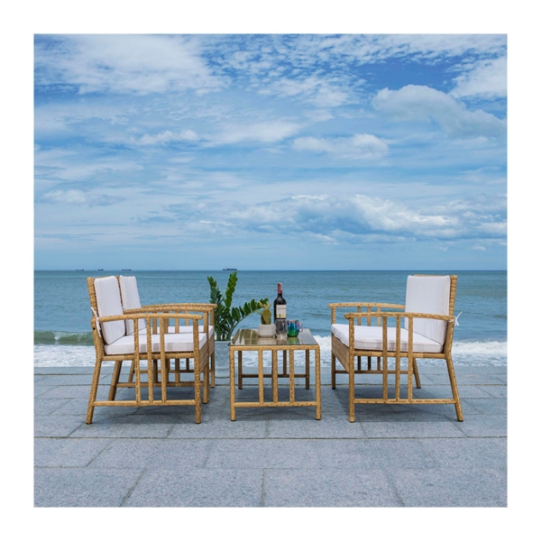 SAFAVIEH Natural Woven Wicker 4-pc. Outdoor Set