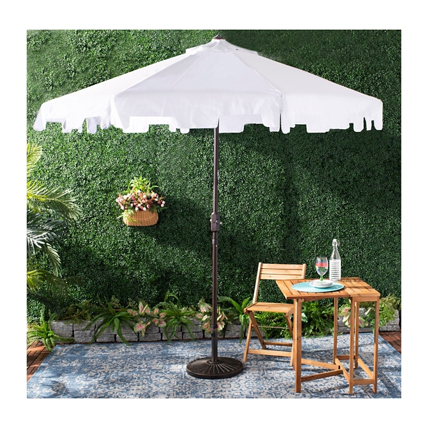 White Tilt Crank 9 ft. Outdoor Metal Umbrella