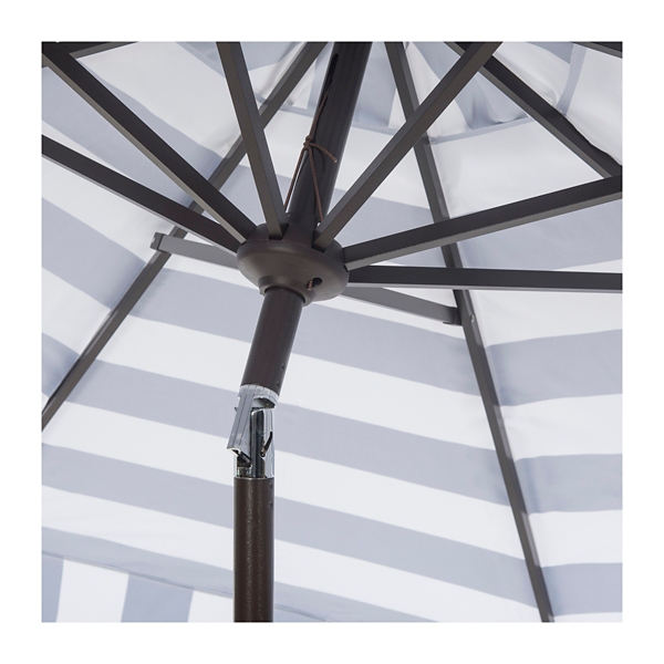 Navy Stripe Auto Tilt 9 ft. Outdoor Umbrella