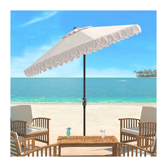 Beige Auto Tilt 9 ft. Outdoor Umbrella