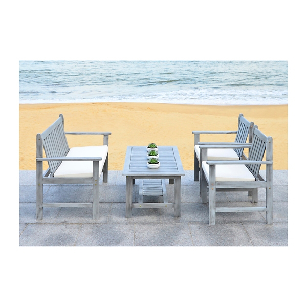 SAFAVIEH Gray 4-pc. Patio Set with Beige Cushions
