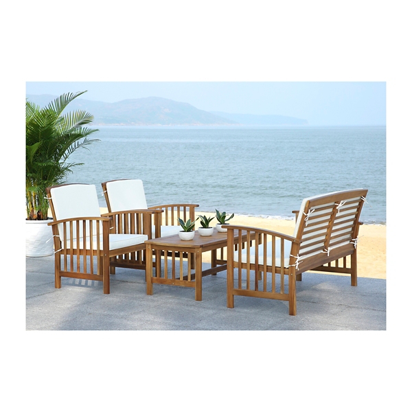Caramel 4-pc. Acacia Patio Set with Beige Cushions