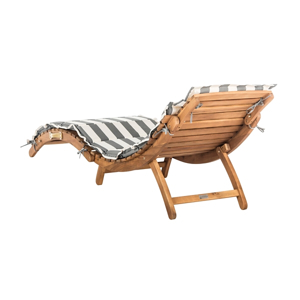 Acacia Wood 3-pc. Chaise Set with Striped Cushions