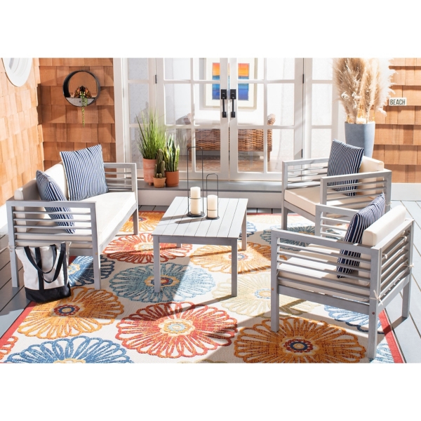 SAFAVIEH Gray & Striped Navy 4-pc. Outdoor Set