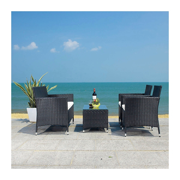 SAFAVIEH Black Box Wicker 4-pc. Outdoor Living Set