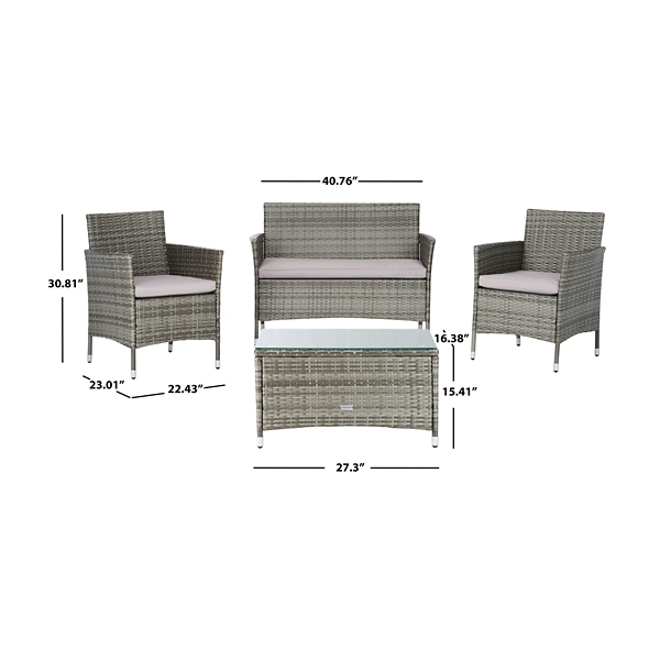 SAFAVIEH Gray Box Wicker 4-pc. Outdoor Living Set