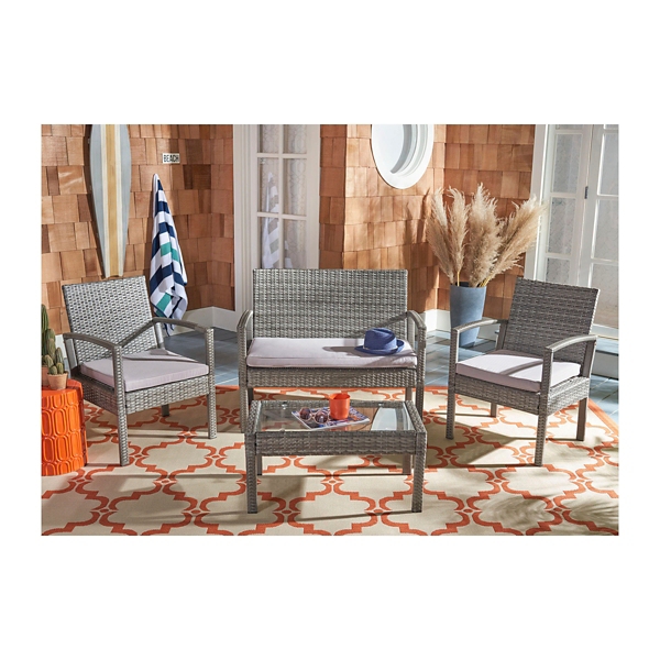 SAFAVIEH Gray Wicker Frame 4-pc. Outdoor Set