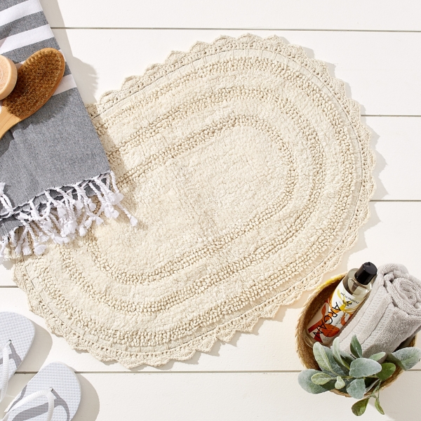 Cream Crocheted Oval Bath Mat Kirklands Home