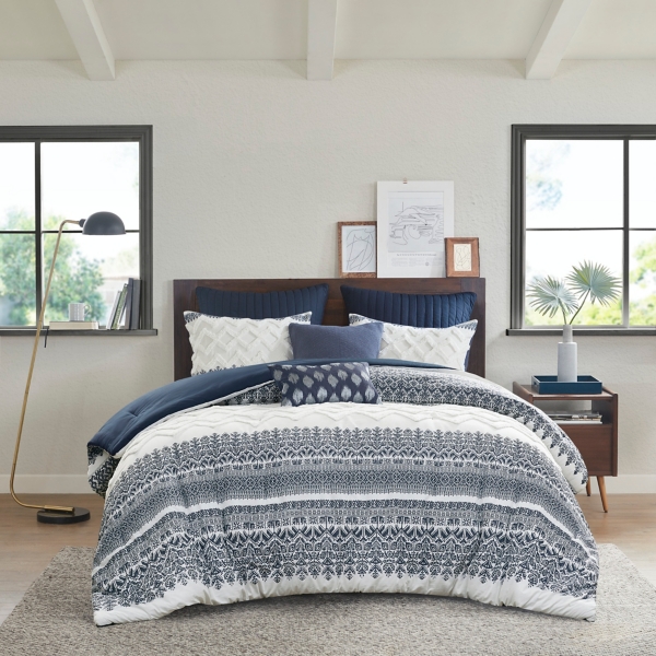 Navy and White 3-pc. Full/Queen Comforter Set | Kirklands Home